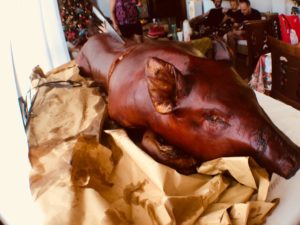 Eating Lechon in the Philippines