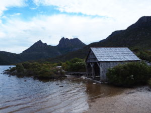 Views of Cradle Mountain from the boathouse