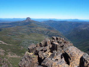 Looking over Cradle Mountain National Park from the summit of Cradle Mountain