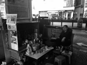 Fortune tellers under a bridge in Wan Chai