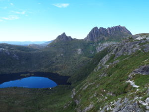 Looking down on Dove Lake from Marion’s Lookout