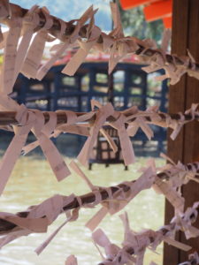 Paper ties on a temple in Miyajima