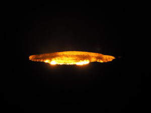 Darvaza Crater at night