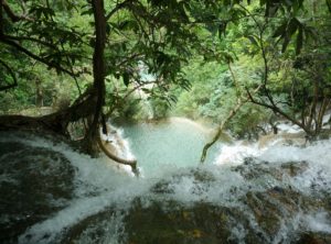 Looking down over Kuangsi Falls 