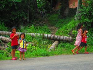 Kids on the way to Kuangsi Falls