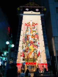 Yamakasa float at night